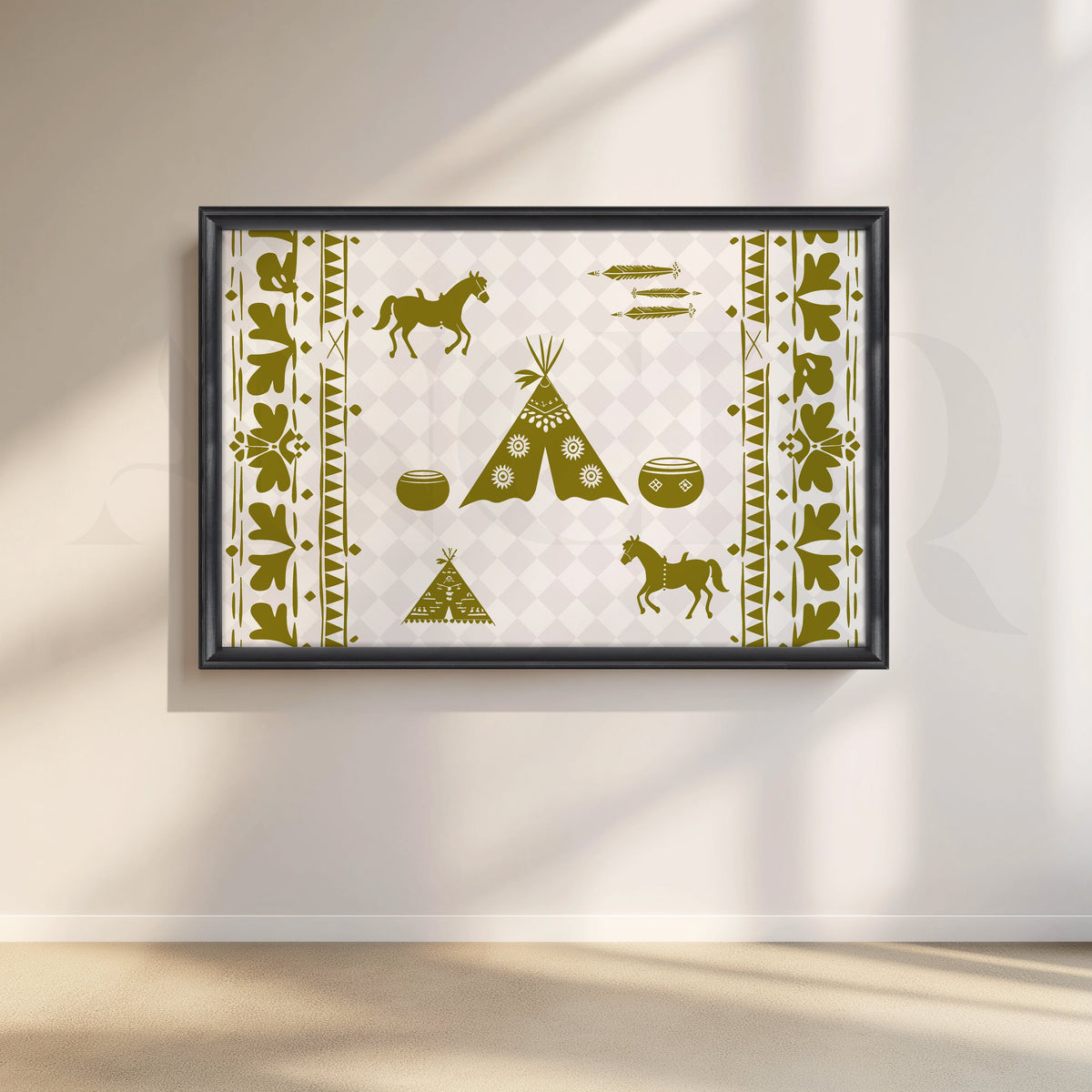 Tribal Horses & Tents Canvas Artwork – Asha Art Studio – Image 3