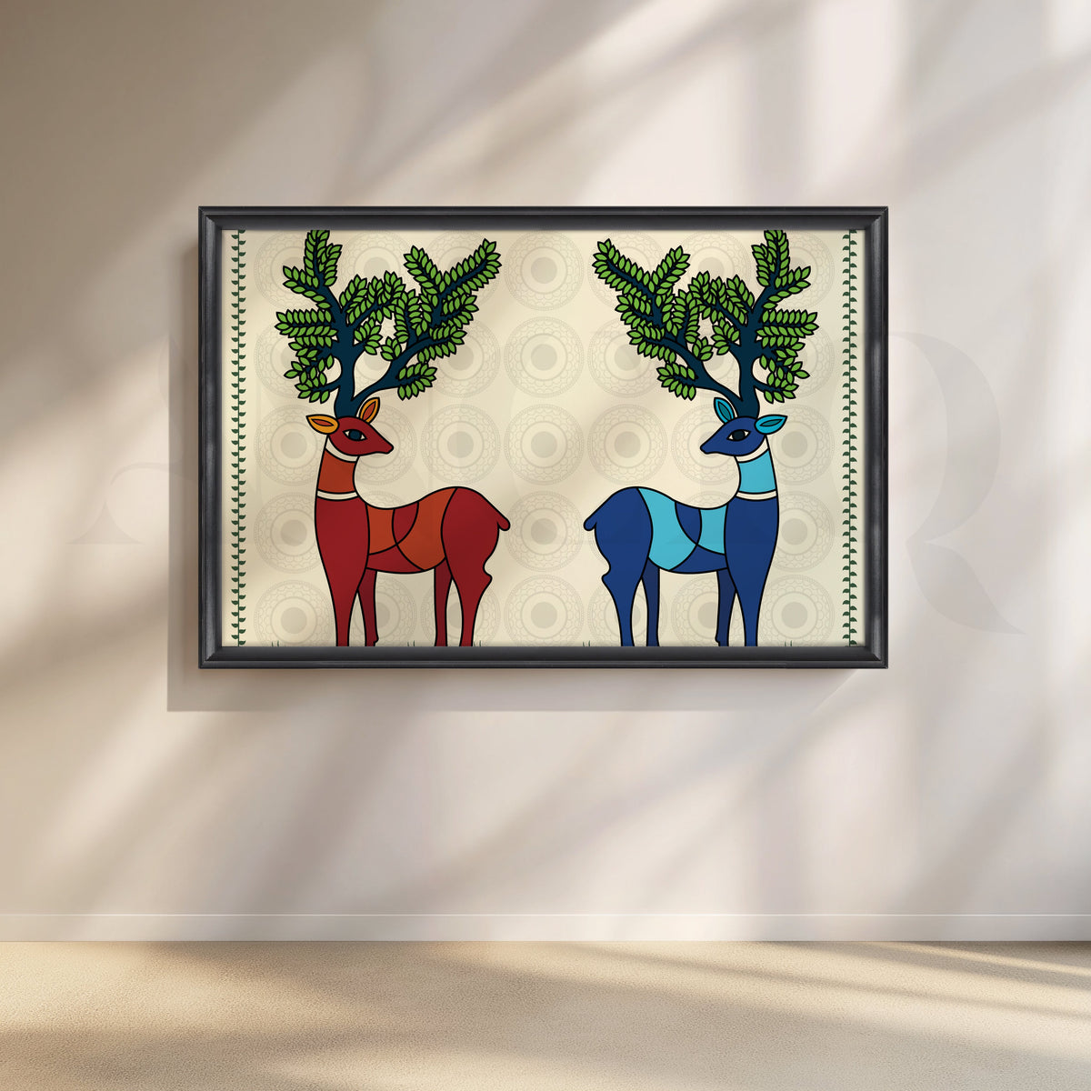 Dual Deer Harmony Canvas Artwork – Asha Art Studio – Image 3
