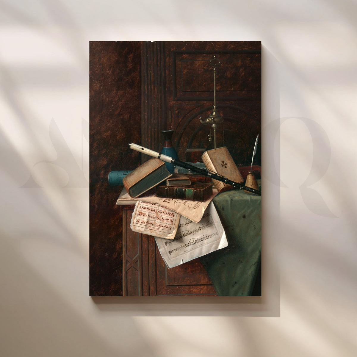 Still Life with Music and Books Canvas Artwork – Asha Art Studio
