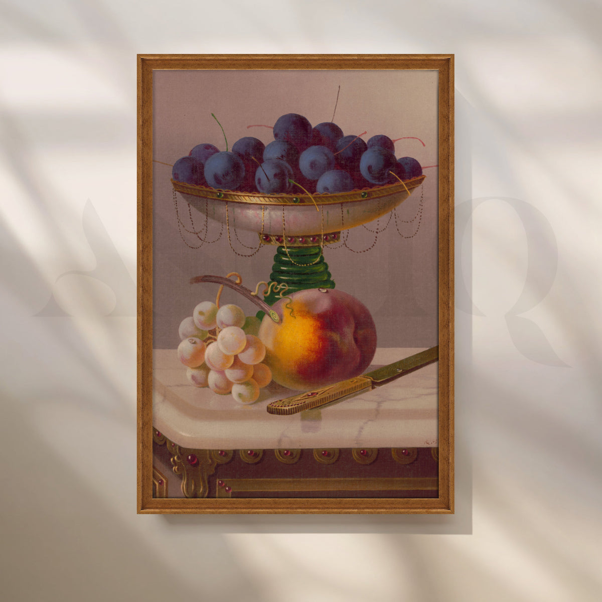 Grapes and Peach Still Life Canvas Artwork – Asha Art Studio – Image 6