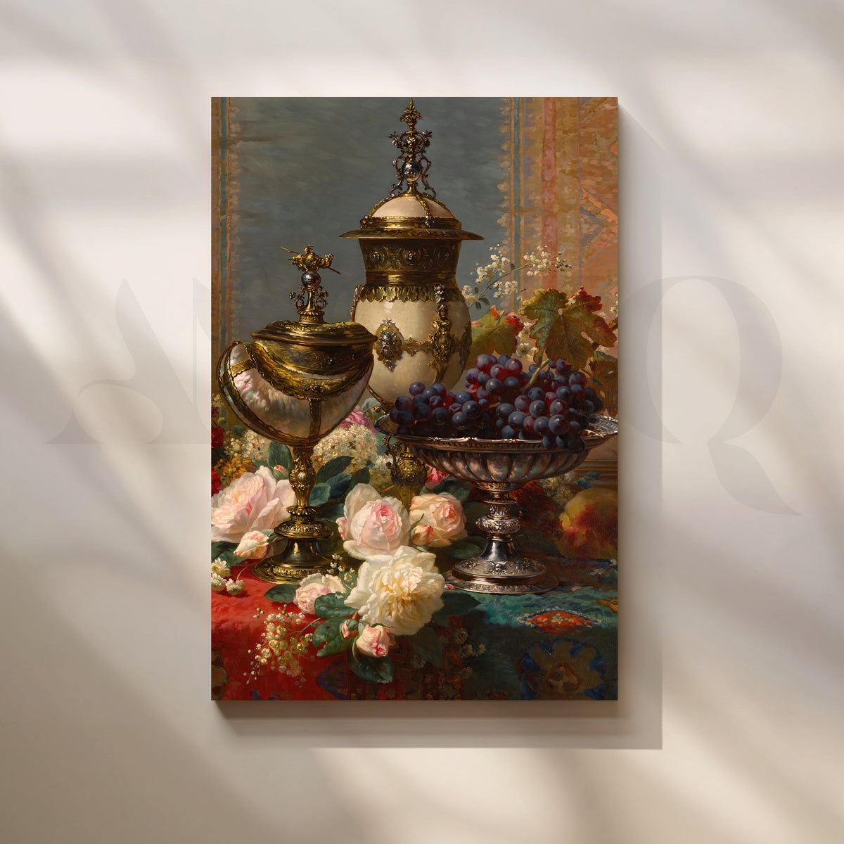 Golden Elegance Still Life Canvas – Asha Art Studio