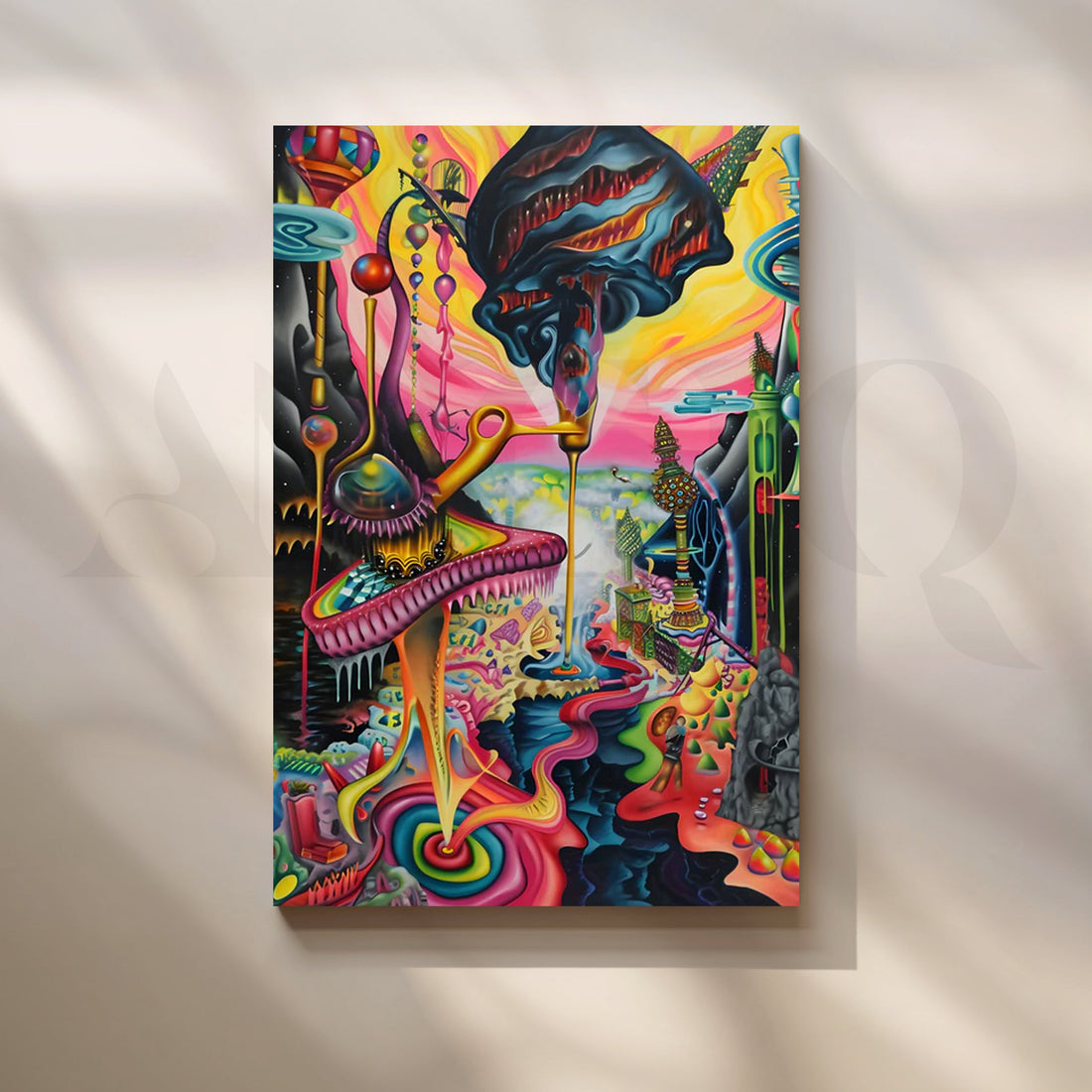 Neon Myco City Canvas Painting for Creative Studio or Gaming Room – Asha Art Studio