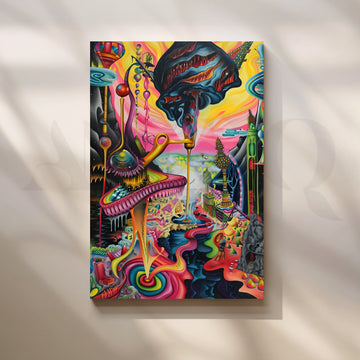 Neon Myco City Canvas Painting for Creative Studio or Gaming Room – Asha Art Studio