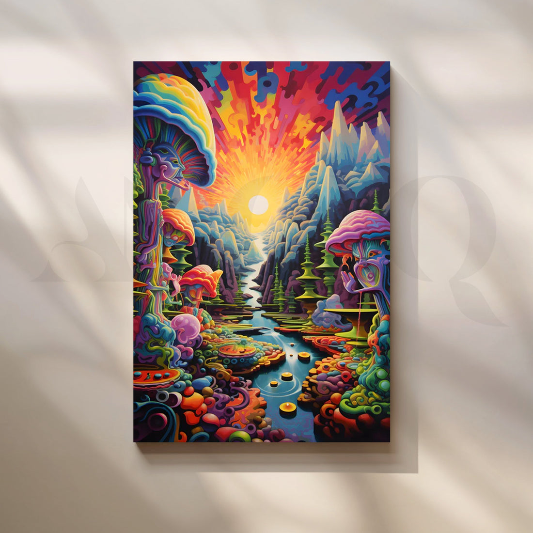 Psychedelic Sunrise Valley Canvas Painting for Living Room – Asha Art Studio