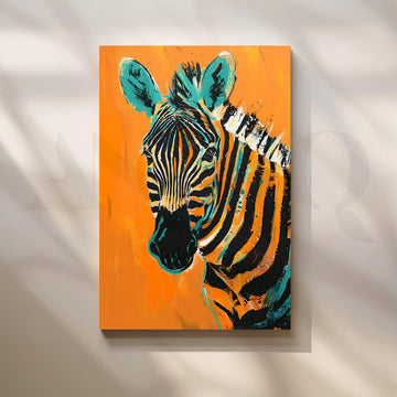Bold Zebra on Tangerine Canvas Pop Art – Asha Art Studio