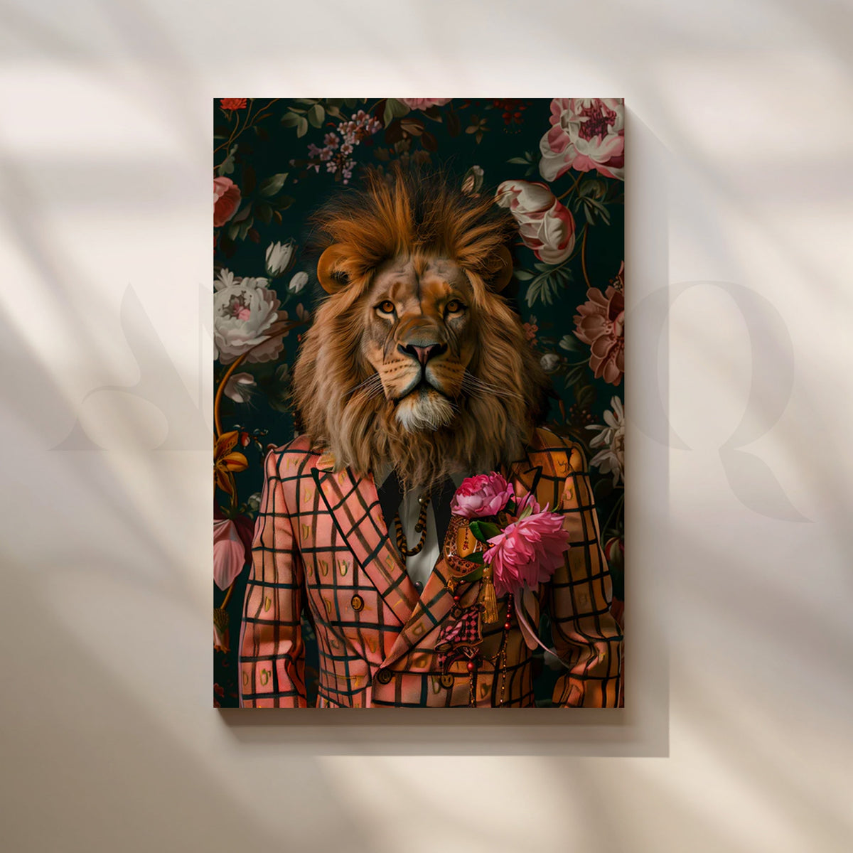 Regal Bloom Lion Canvas Painting for Living Room or Study – Asha Art Studio