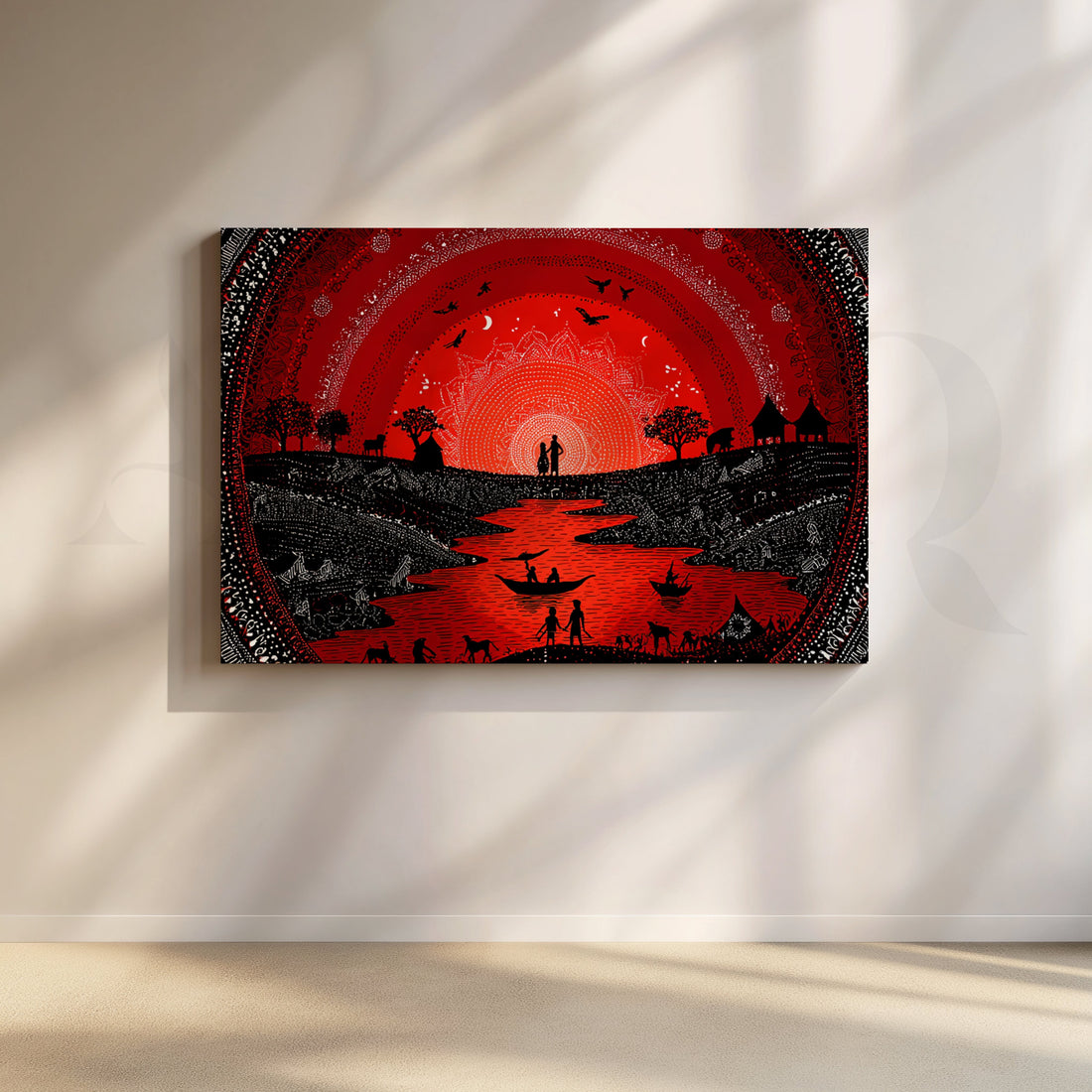 Crimson River Festival Canvas Artwork – Asha Art Studio