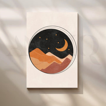 Desert Moonscape Canvas Painting for Boho Bedroom – Asha Art Studio