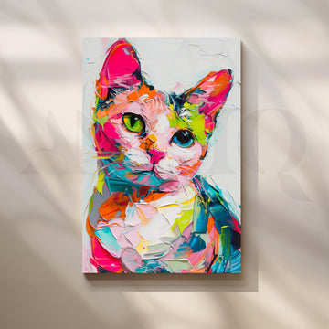 Pop Palette Kitty Canvas Painting for Kids’ Room – Asha Art Studio