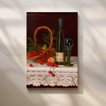Wine and Cherries Still Life Canvas Artwork – Asha Art Studio