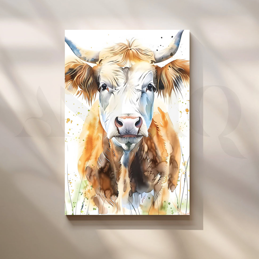 Gentle Highland Cow Canvas Painting for Farmhouse Kitchen – Asha Art Studio