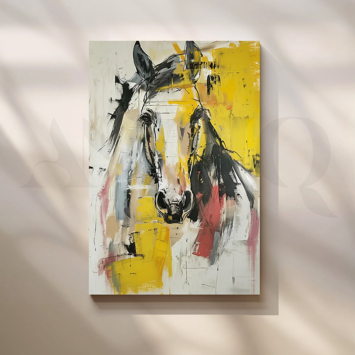 Sunlit Stallion Horse Canvas Artwork – Asha Art Studio