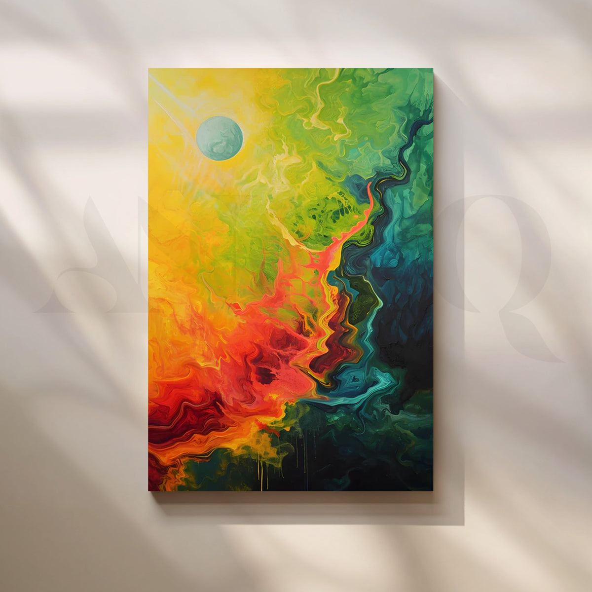 Solar Bloom Horizon Canvas Painting for Contemporary Office – Asha Art Studio