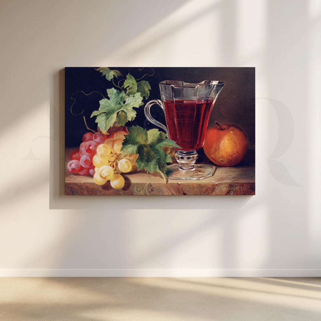 Wine and Grapes Still Life Canvas Artwork – Asha Art Studio
