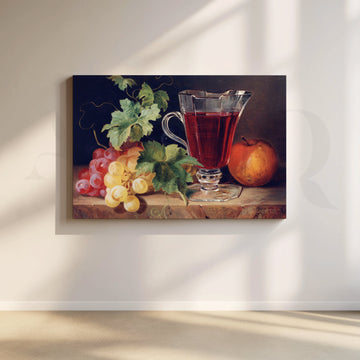 Wine and Grapes Still Life Canvas Artwork – Asha Art Studio