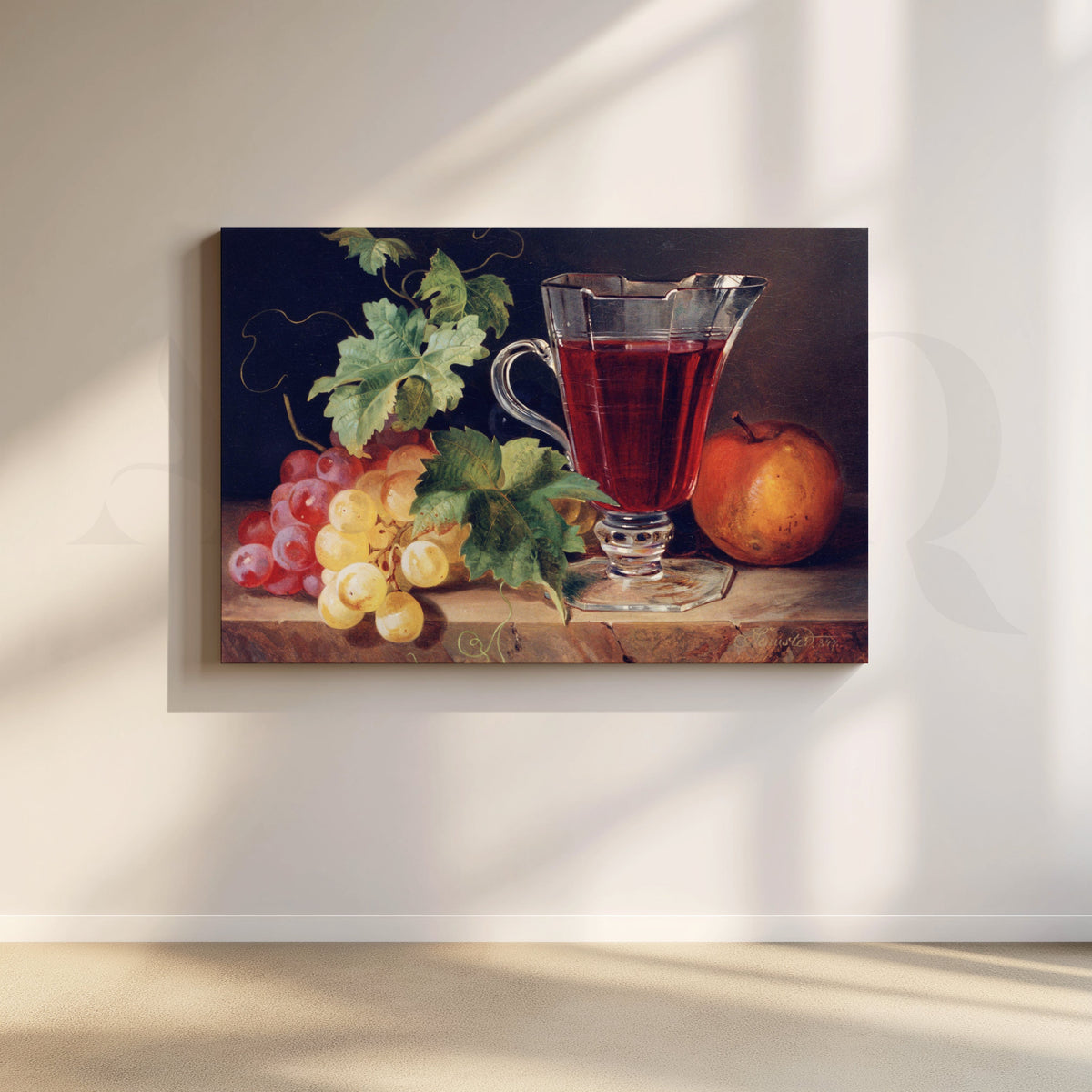 Wine and Grapes Still Life Canvas Artwork – Asha Art Studio