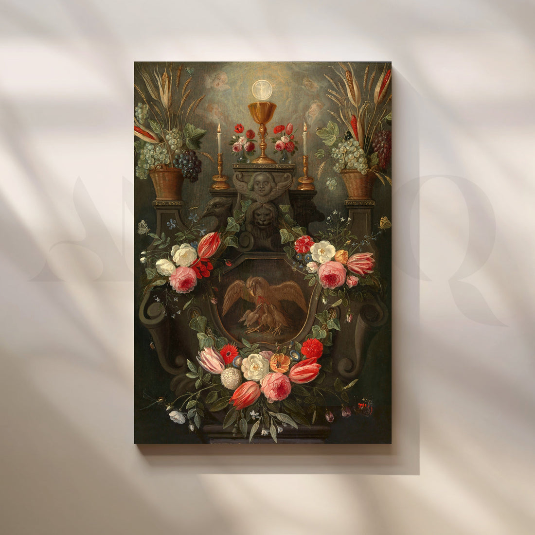 Floral Emblem of Devotion Canvas Artwork – Asha Art Studio