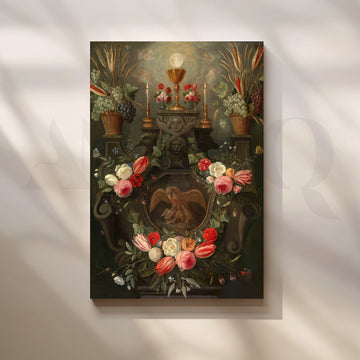 Floral Emblem of Devotion Canvas Artwork – Asha Art Studio