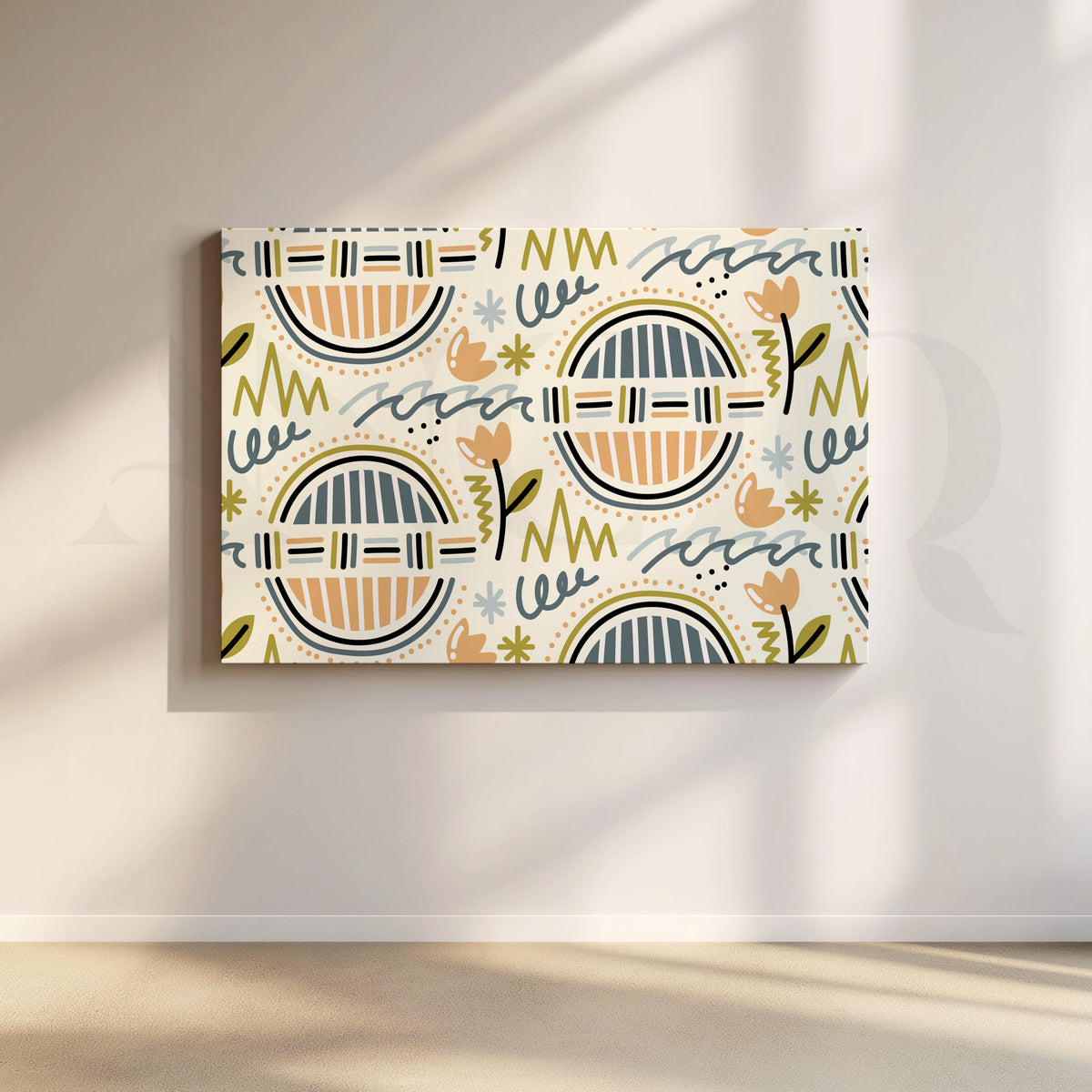 Playful Geometry Canvas Artwork – Asha Art Studio