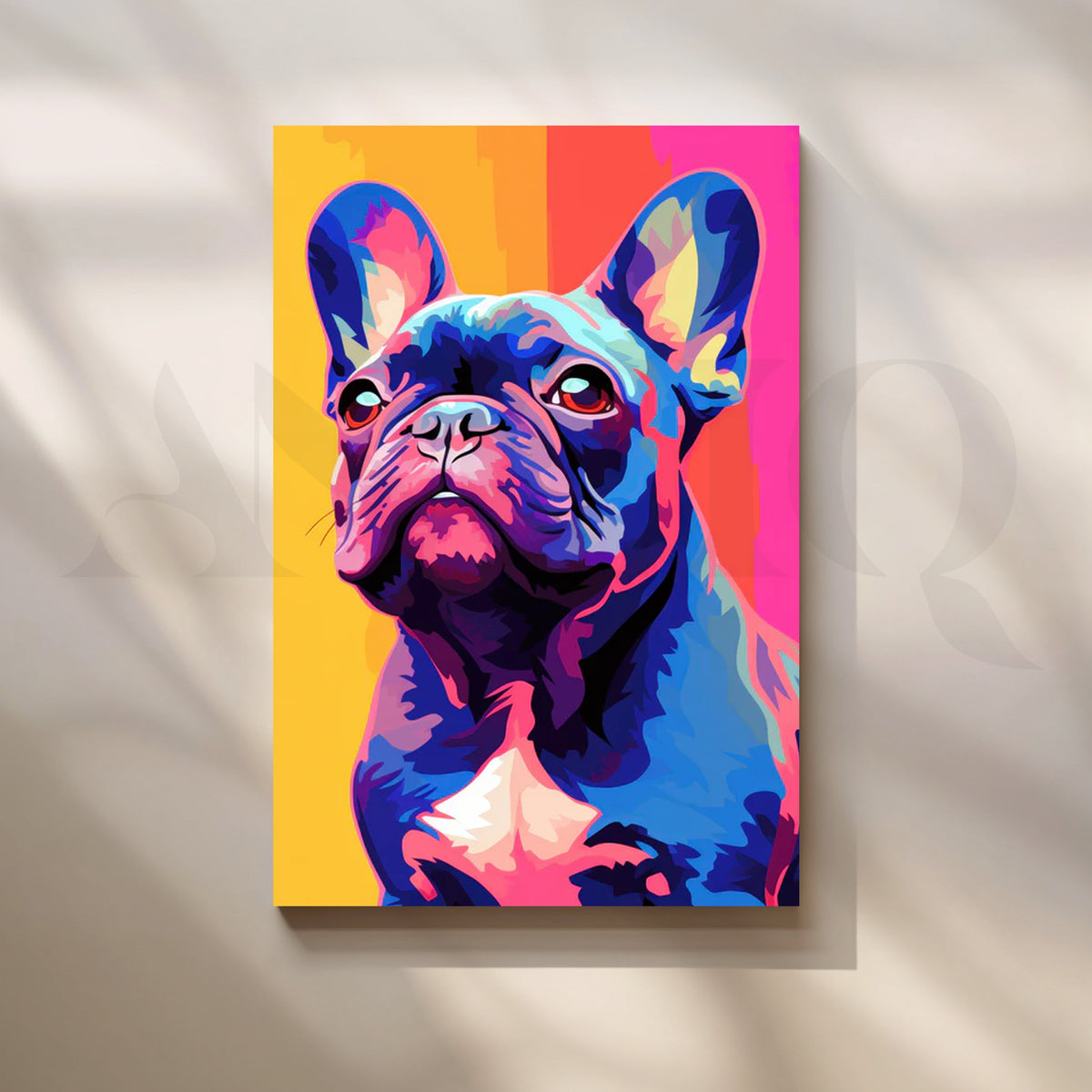 Neon Frenchie Pop Canvas Painting for Game Room or Teen Bedroom – Asha Art Studio