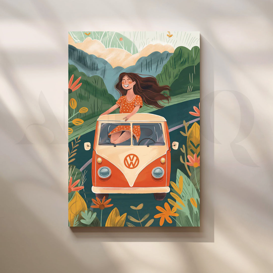 Sunny Road Trip Canvas Painting for Living Room – Asha Art Studio