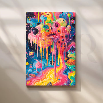 Galactic Candy Melt Canvas Painting for Game Room – Asha Art Studio