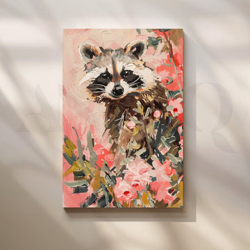 Garden Raccoon Canvas Painting for Kids’ Room – Asha Art Studio