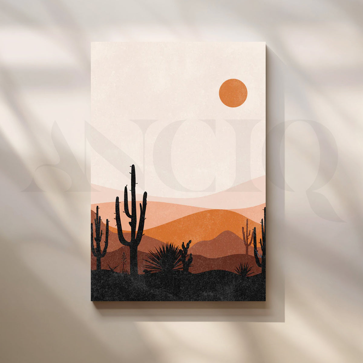 Cactus Sunset Dunes Canvas Painting for Modern Living Room – Asha Art Studio