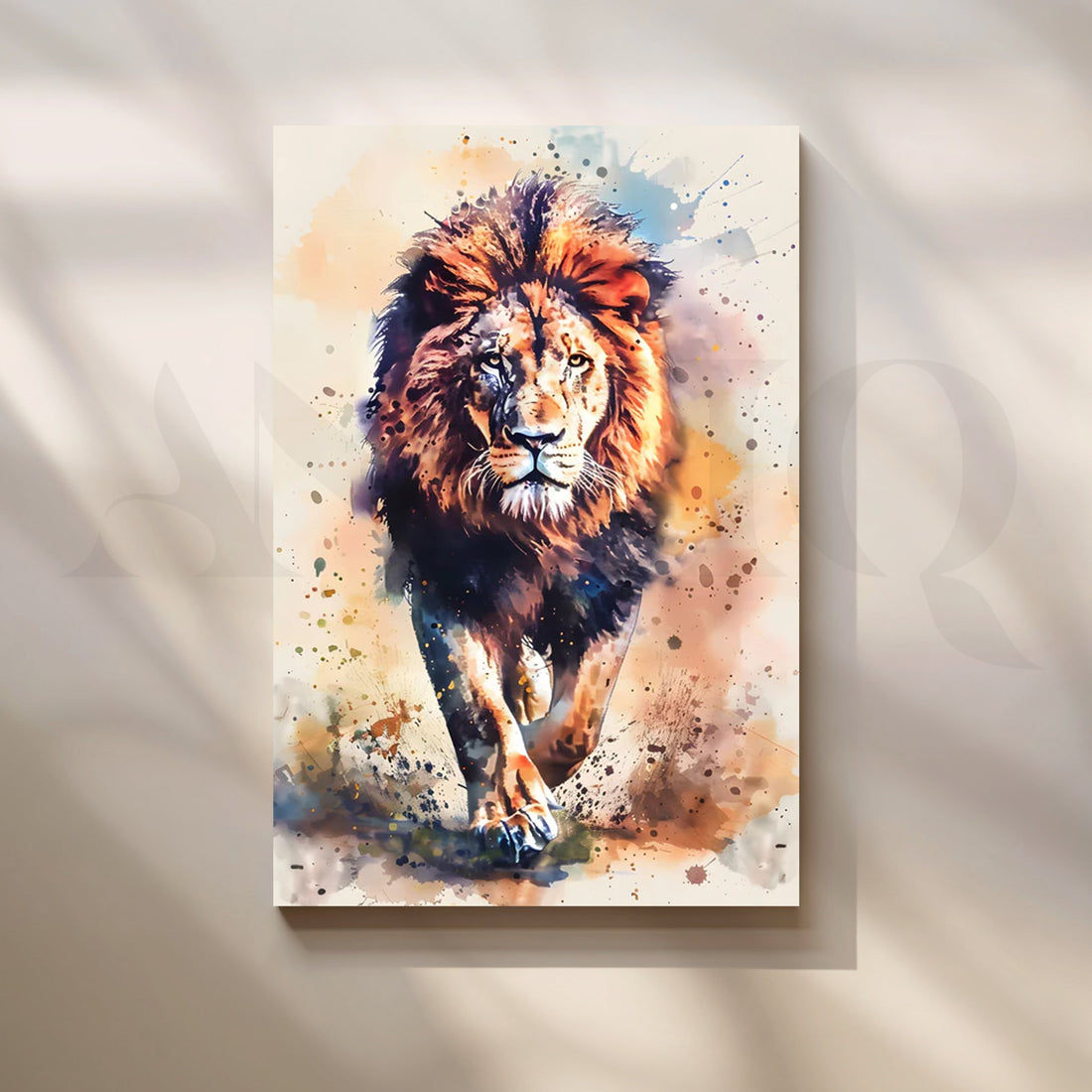 Majestic Lion Stride Canvas Painting for Office – Asha Art Studio