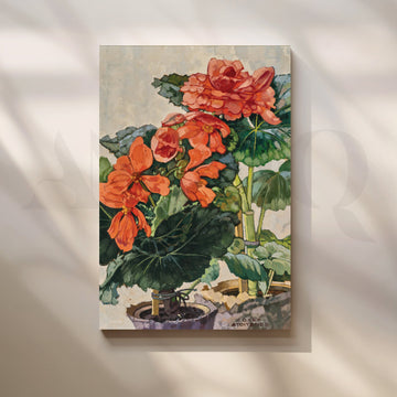 Orange Begonias Canvas Artwork – Asha Art Studio