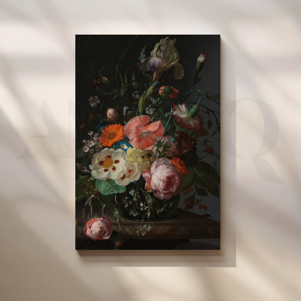 Dark Floral Elegance Canvas Artwork – Asha Art Studio