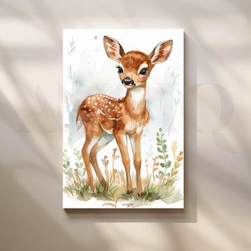 Whispering Fawn Canvas Painting for Nursery & Kids’ Room – Asha Art Studio