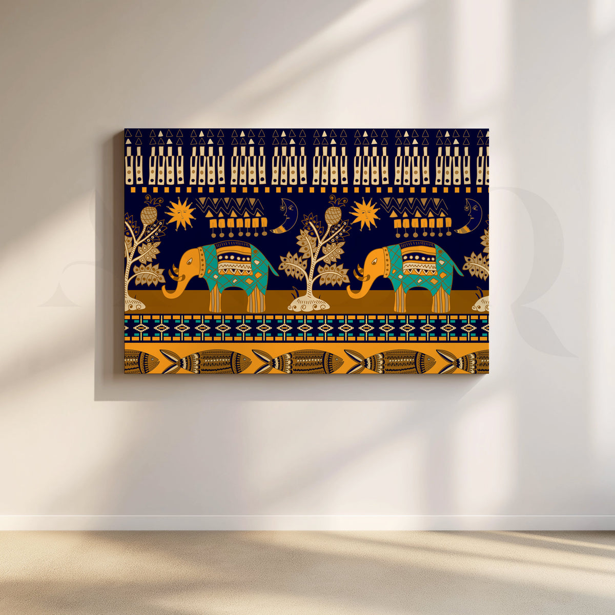 Royal Elephants Canvas Artwork for Bedroom – Asha Art Studio