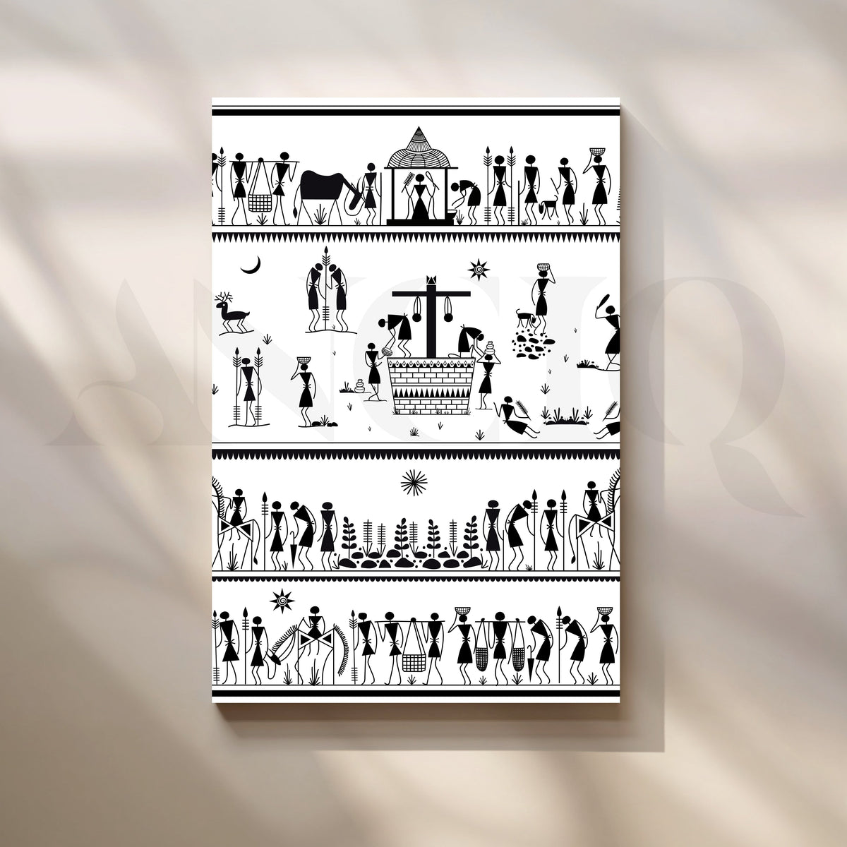 Village Life Chronicles Canvas Artwork – Asha Art Studio