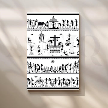 Village Life Chronicles Canvas Artwork – Asha Art Studio