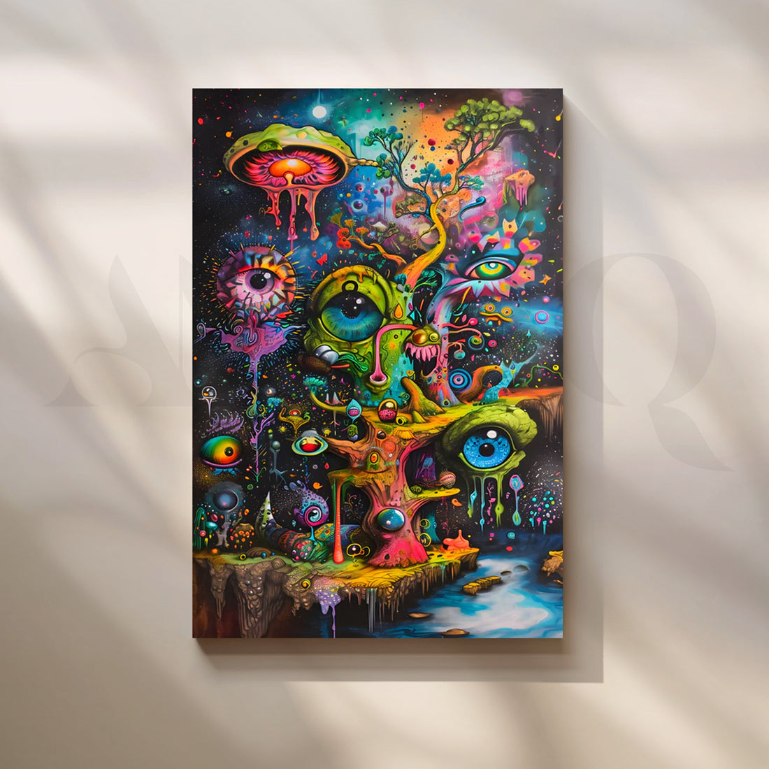 Psychedelic Dreamscape Canvas Painting for Game Room – Asha Art Studio