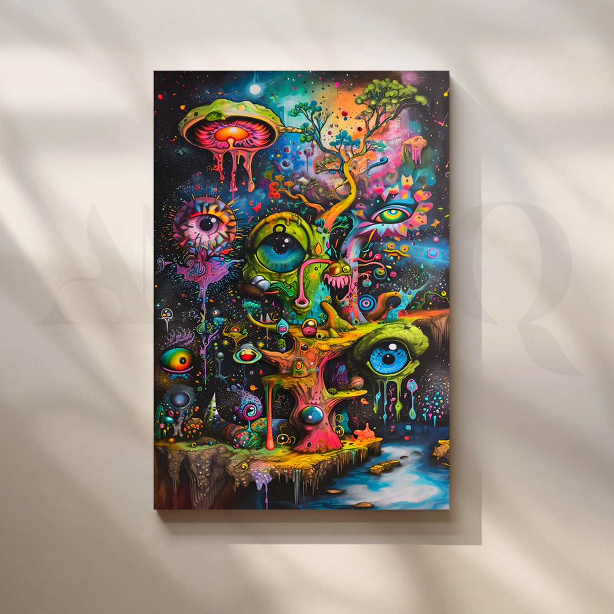 Psychedelic Dreamscape Canvas Painting for Game Room – Asha Art Studio