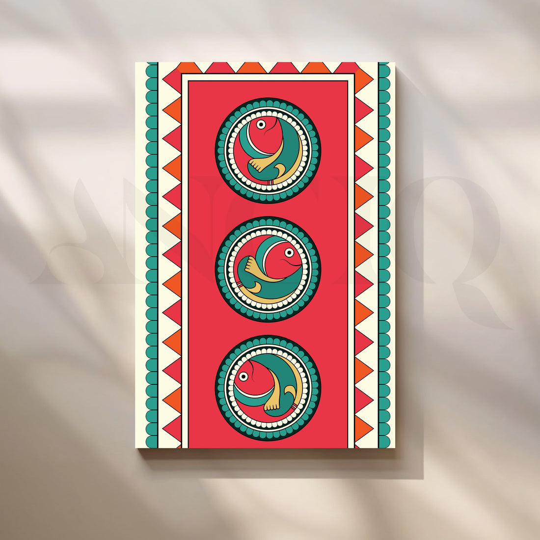 Folk Fish Pattern Canvas Artwork – Asha Art Studio