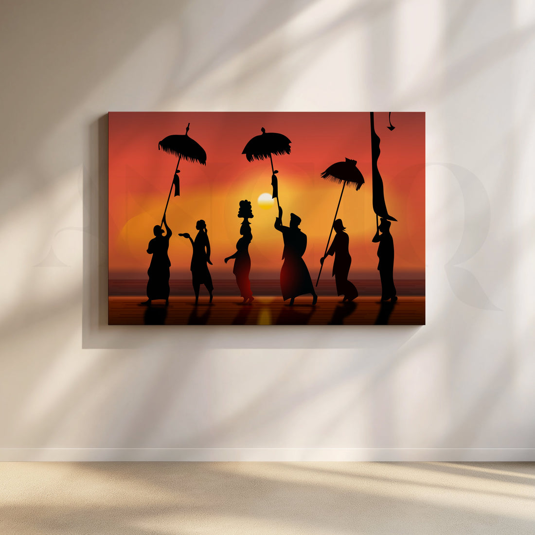 Cultural Sunset Parade Canvas Artwork – Asha Art Studio