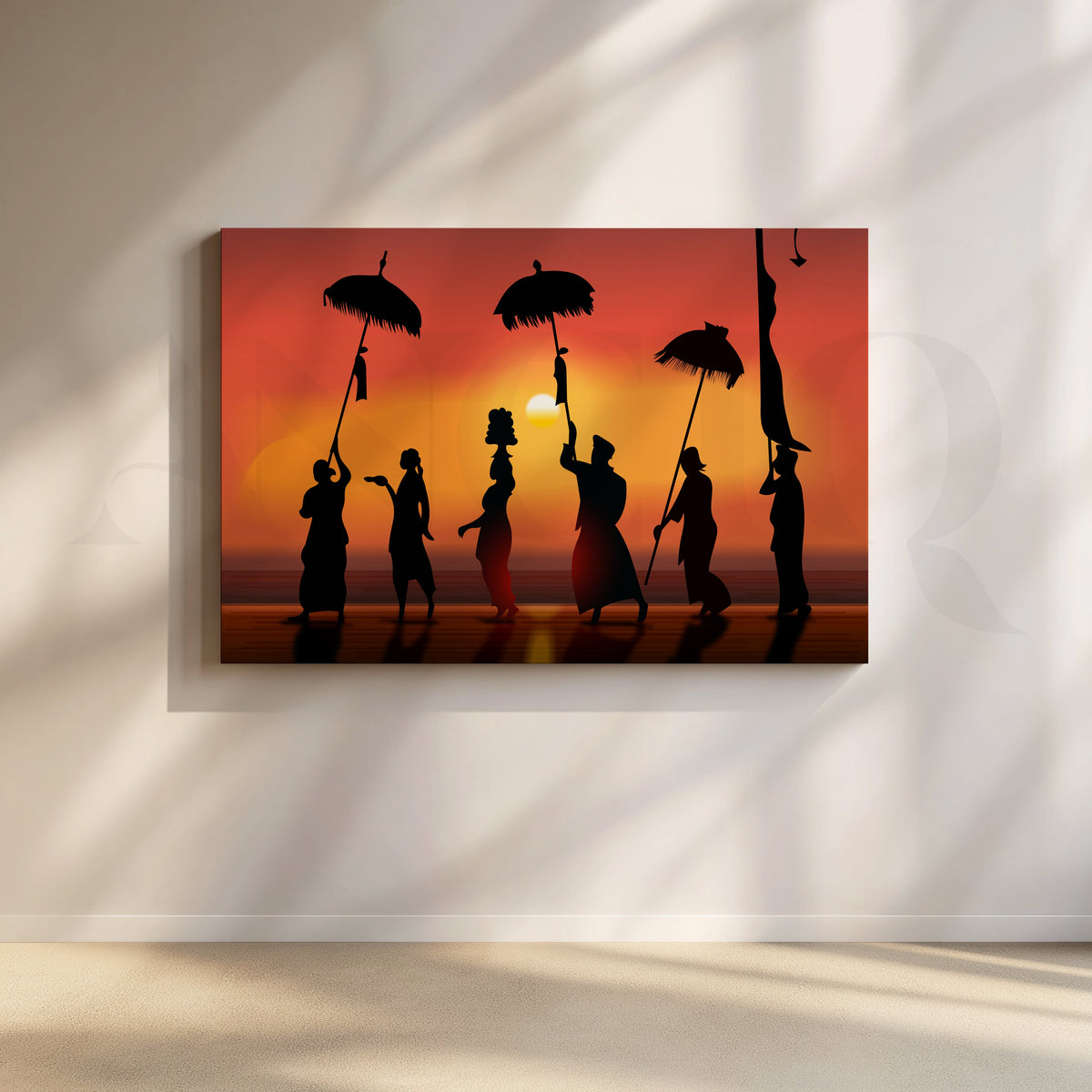 Cultural Sunset Parade Canvas Artwork – Asha Art Studio