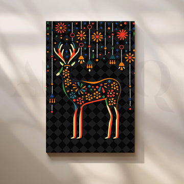 Floral Deer Canvas Artwork – Asha Art Studio