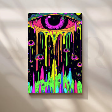 Psychedelic Drip Eye Canvas Painting for Music Studio or Dorm Room – Asha Art Studio