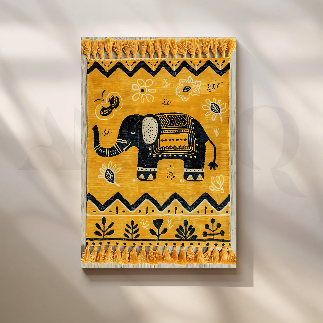 Golden Festive Elephant Canvas Artwork – Asha Art Studio