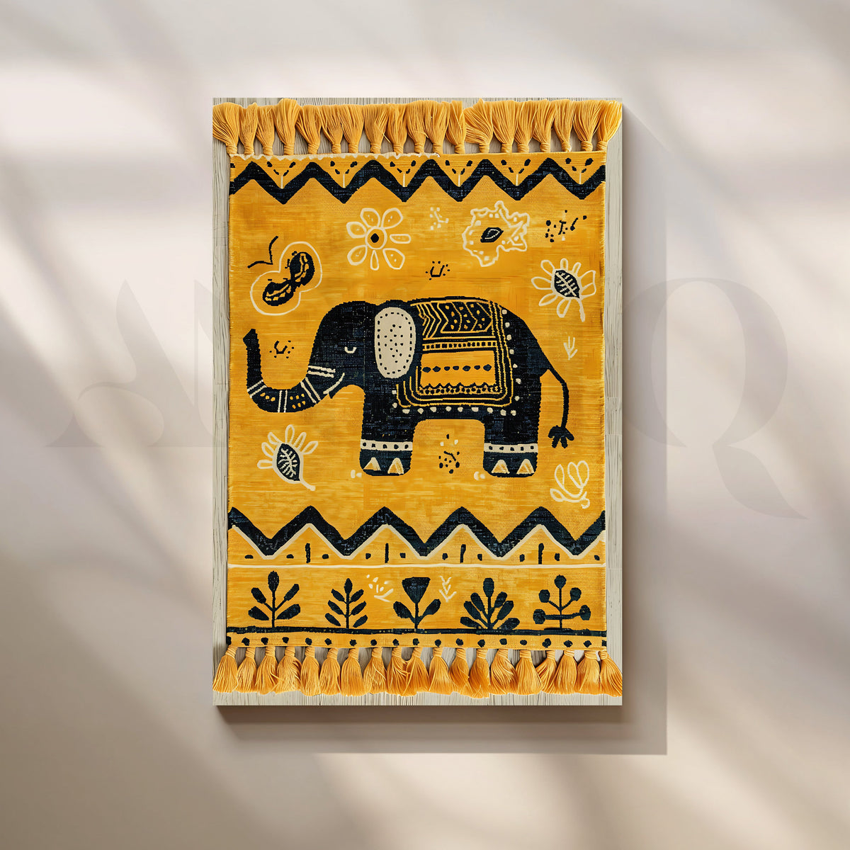 Golden Festive Elephant Canvas Artwork – Asha Art Studio