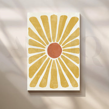 Sunburst Daisy Canvas Painting for Bright Boho Living Rooms – Asha Art Studio