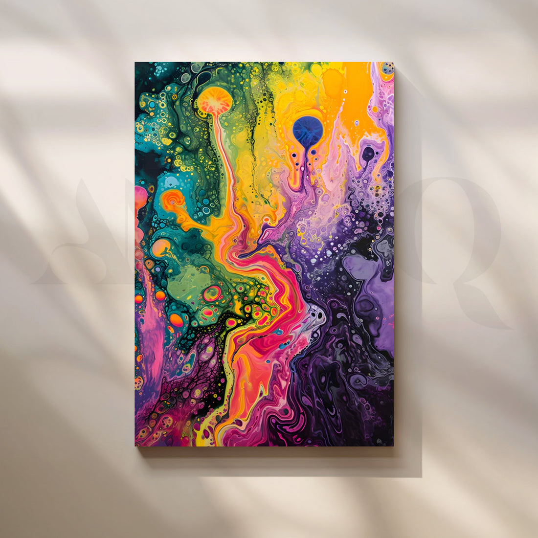 Neon Nebula Pour Canvas Painting for Modern Living Room – Asha Art Studio