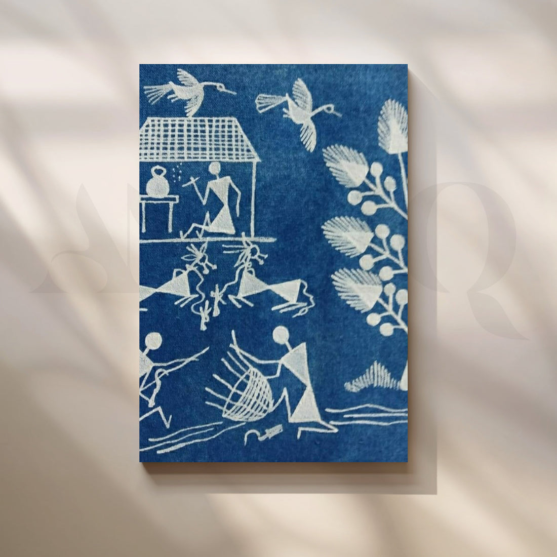 Indigo Village Warli Canvas Artwork – Asha Art Studio