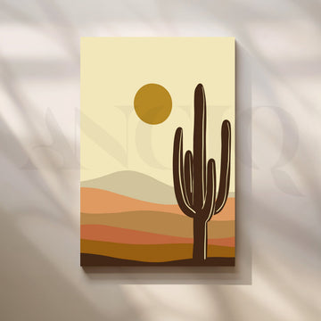 Saguaro Sunrise Canvas Painting for Desert-Style Entryways – Asha Art Studio