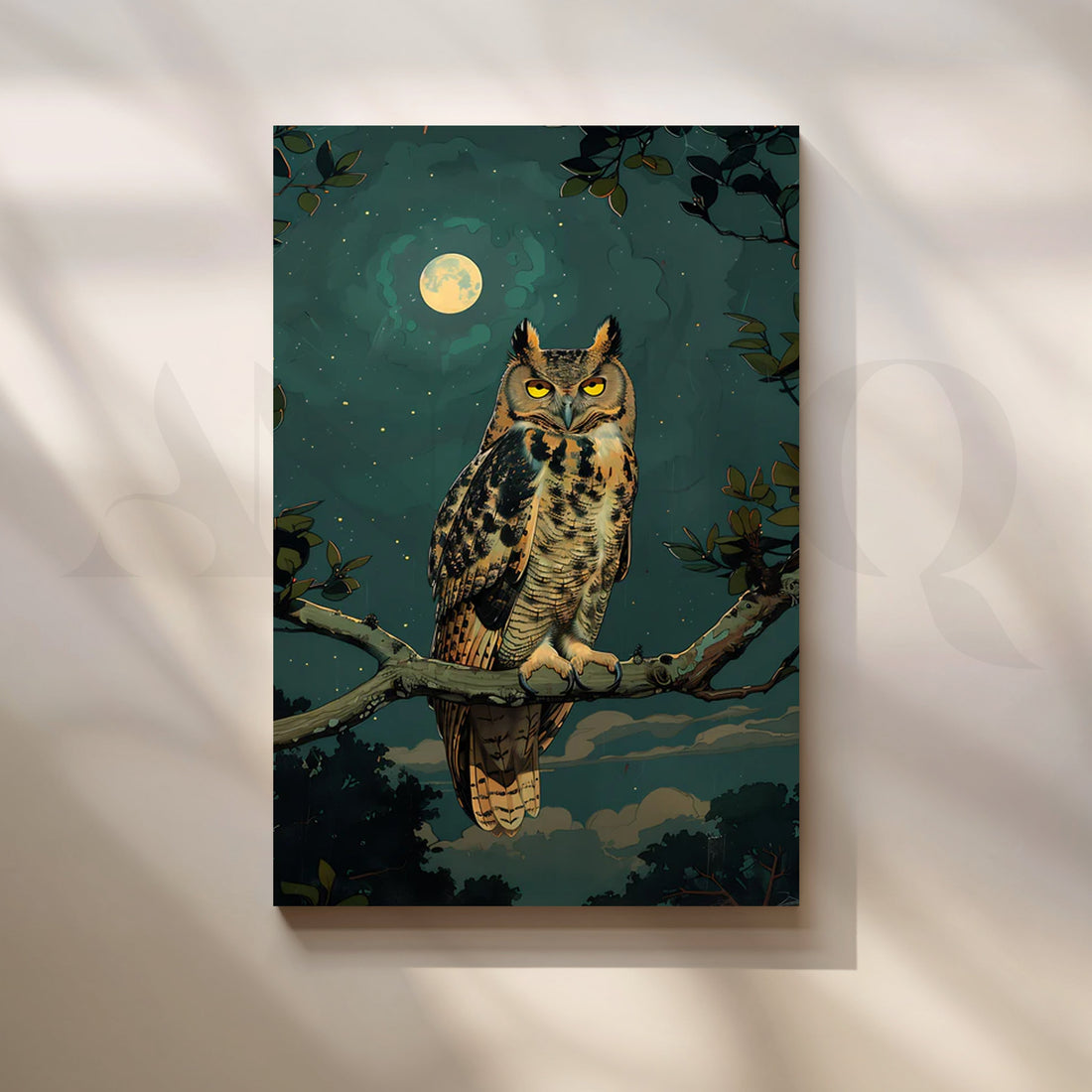 Moonlit Sentinel Canvas Painting for Bedroom – Asha Art Studio
