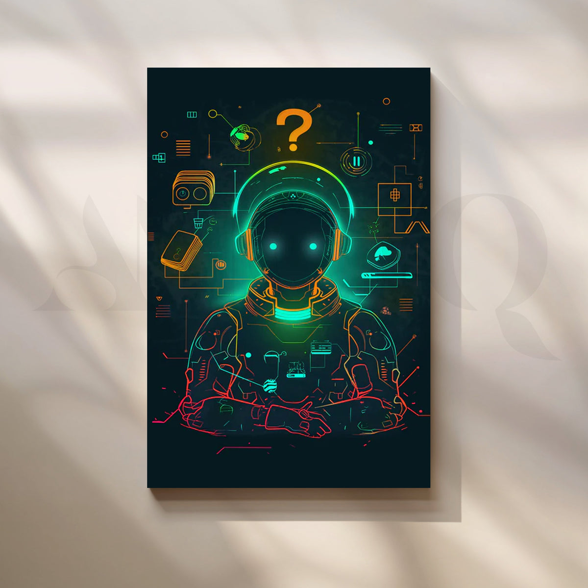 Neon AI Navigator Canvas Painting for Home Office – Asha Art Studio